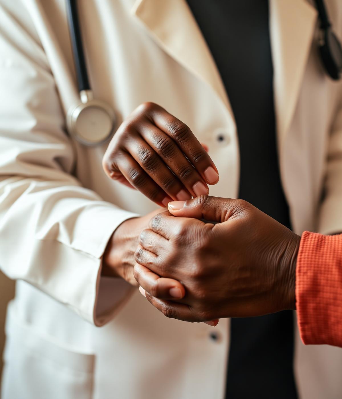 Doctor holding a patient's hands